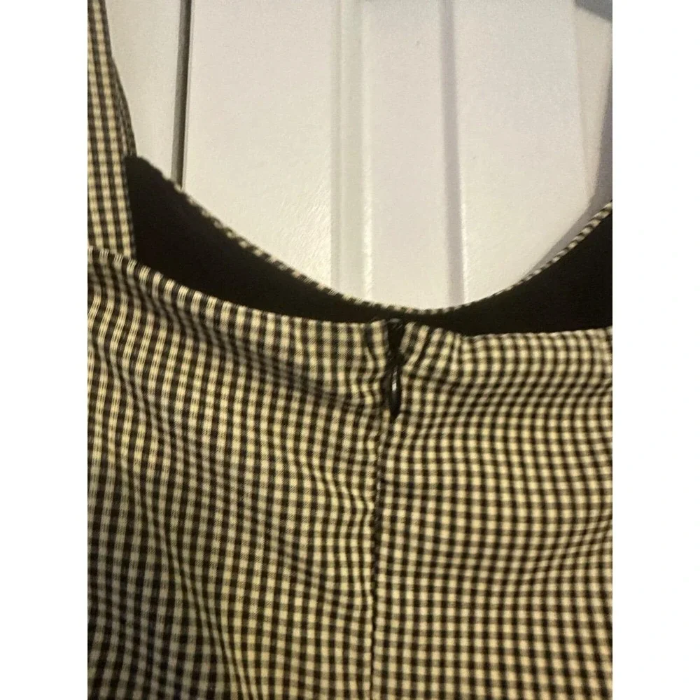 Vintage 90s Delias Black & Cream Gingham Mini Dress With Adjustable Straps Small